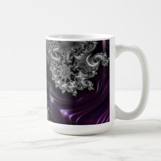 Silber und Lila Fraktal Vortex Kaffeetasse (Rechts)