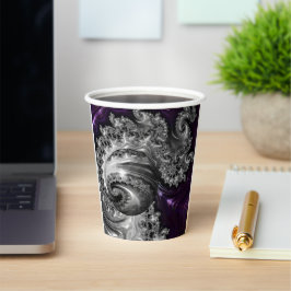 Silber und Lila Fraktal Vortex Pappbecher