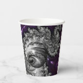 Silber und Lila Fraktal Vortex Pappbecher (Rückseite)