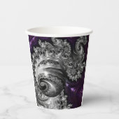 Silber und Lila Fraktal Vortex Pappbecher (Vorderseite)