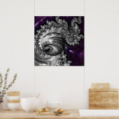 Silber und Lila Fraktal Vortex Poster (Küche)