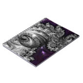 Silber und Lila Fraktal Vortex Spiral Notebook Notizblock (Linke Seite)