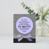 Silber und Lila Imitat Glitzer Girly Party Einladung (Stehend Vorderseite)