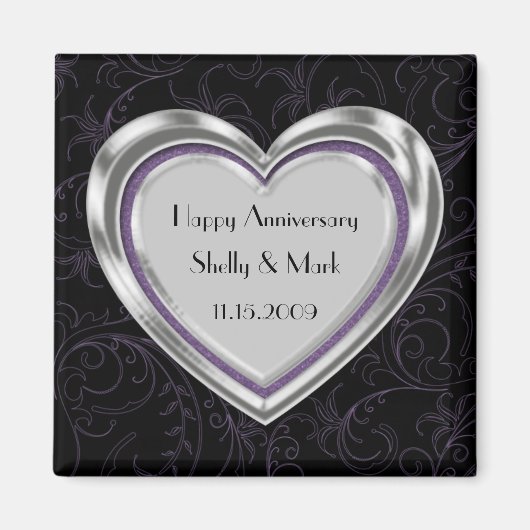 Silber und Lila Jahrestag Magnet (Vorne)