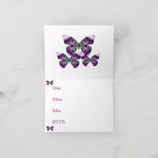 Silber und Lila Schmetterling Einladung (Innenseite)