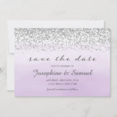 Silber und Lila Wasserfarbe Save the Date Einladung (Vorderseite)
