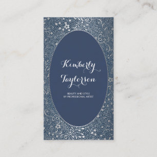 Silber-und Marine-elegantes mit BlumenVintages Visitenkarte
