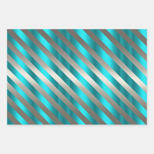 Silber und Metallic Aqua Weihnachten Geschenkpapier Set (Vorderseite 3)