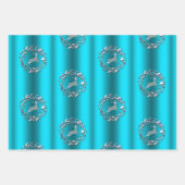 Silber und Metallic Aqua Weihnachten Geschenkpapier Set (Vorderseite 2)