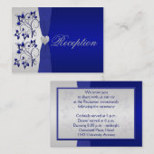 Silber- und Navy-Floral-Umschließkarte Begleitkarte (Vorne/Hinten)