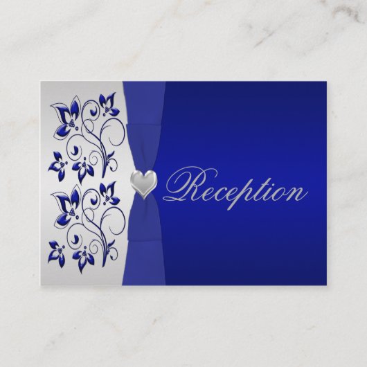 Silber- und Navy-Floral-Umschließkarte Begleitkarte (Vorderseite)