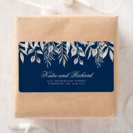 Silber- und Navy-Hochzeitsadressen-Labels (Insitu)