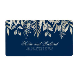 Silber- und Navy-Hochzeitsadressen-Labels