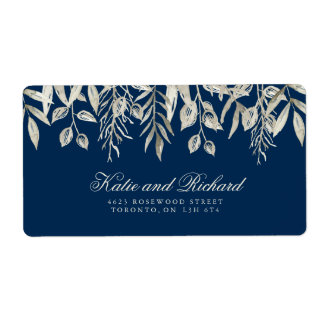 Silber- und Navy-Hochzeitsadressen-Labels