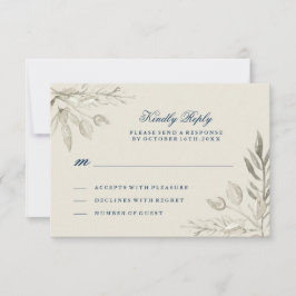 Silber und Navy-RSVP-Karte für Wasserfarben RSVP Karte