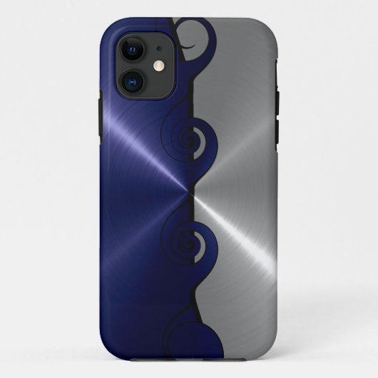 Silber- und Navy-Stainless-Metallwirbelmuster Case-Mate iPhone Hülle (Rückseite)