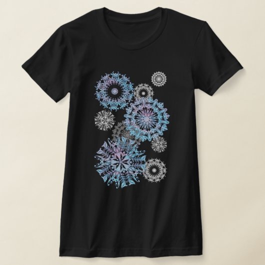 Silber- und Neonmandala-Schneeflocken T-Shirt (Ablage )