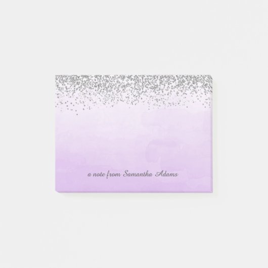 Silber und Ombre lila Anmerkungen Post-it Klebezettel (Vorderseite)