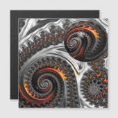 Silber und Orange Mandelbrot mit Sphere Card Magnetkarte (Vorne/Hinten)