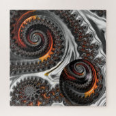 Silber und Orange Mandelbrot mit Sphere Puzzle (Horizontal)