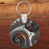 Silber und Orange Mandelbrot mit Sphere Schlüsselanhänger (Vorderseite)