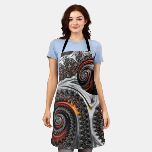 Silber und Orange Mandelbrot mit Sphere Schürze (Getragen)