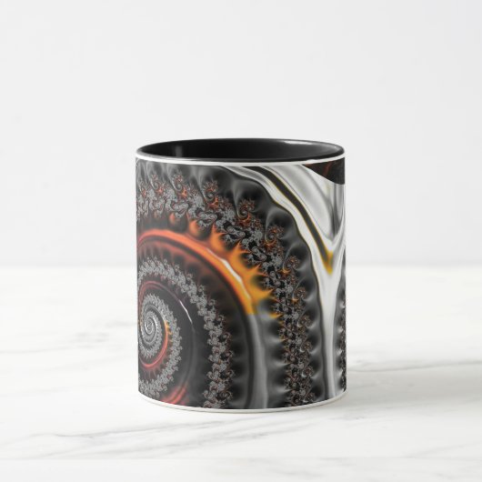 Silber und Orange Mandelbrot mit Sphere Tasse (Zentrum)