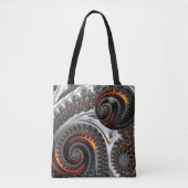 Silber und Orange Mandelbrot mit Sphere Tote Bag Tasche (Vorderseite)
