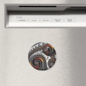 Silber und Orange Mandelbrot Sphere Magnet (In Situ (Geschirrspüler))