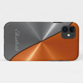 Silber und Orange Shiny Edelstahl Case-Mate iPhone Hülle (Rückseite (Horizontal))