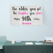 Silber und Pink 90. Geburtstag personalisiert Banner (Messeveranstaltung)