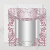 Silber und Pink Baby Christening Einladung (Rückseite)