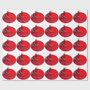Silber und Red Christmas Bulbs Wrapping Paper Geschenkpapier