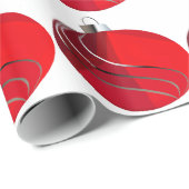 Silber und Red Christmas Bulbs Wrapping Paper Geschenkpapier (Rolleneckpunkt)