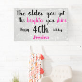 Silber und Rosa 40. Geburtstag personalisiert Banner (Insitu)