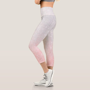 Silber und Rosa Glitzer Ombre Luxury Design Capri Leggings