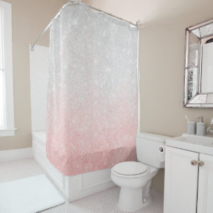 Silber und Rosa Glitzer Ombre Luxury Design Duschvorhang