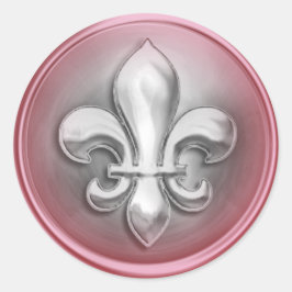 Silber und Rosa Lilie mit Prägung Runder Aufkleber