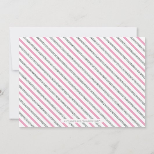 Silber und Rosa | Mädchen, schicke Typografie Kind Einladung (Rückseite)