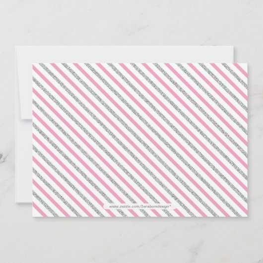 Silber und Rosa | Mädchen, schicke Typografie Kind Einladung (Rückseite)