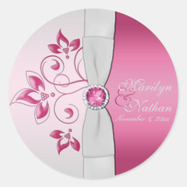 Silber und Rosa Mit Monogramm 1,5" Rundkleber Runder Aufkleber