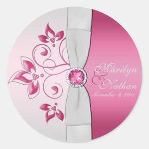 Silber und Rosa Mit Monogramm 1,5" Rundkleber Runder Aufkleber
