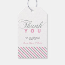 Silber und Rosa | Modernes Gastgeschenk Danke Tags