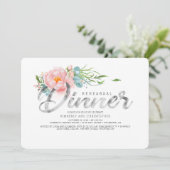 Silber und Rosa Probe Abendessen Einladung (Stehend Vorderseite)