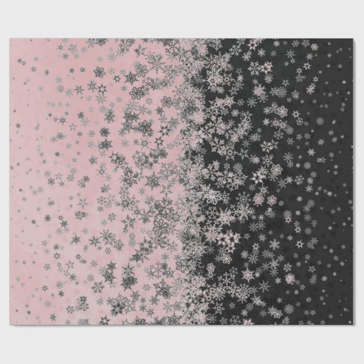 "Silber und Rosa Schneeflocken Geschenkpapier (Flach)
