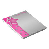 Silber und Rosa Stars Notepad Notizblock (angewinkelt)
