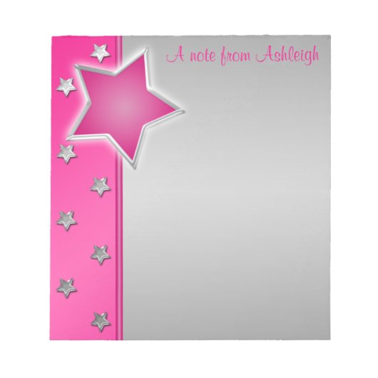 Silber und Rosa Stars Notepad Notizblock (Vorderseite)