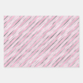Silber und Rosa Streifen Geschenkpapier Set (Vorderseite 2)