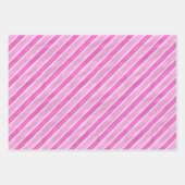 Silber und Rosa Streifen Geschenkpapier Set (Vorderseite)