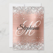 Silber und Rose Gold Extravagant Monogram Quinceañ Einladung (Rückseite)